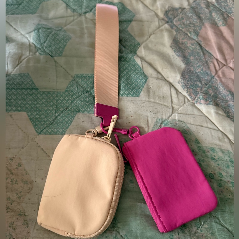 Light pink and dark pink wristlet